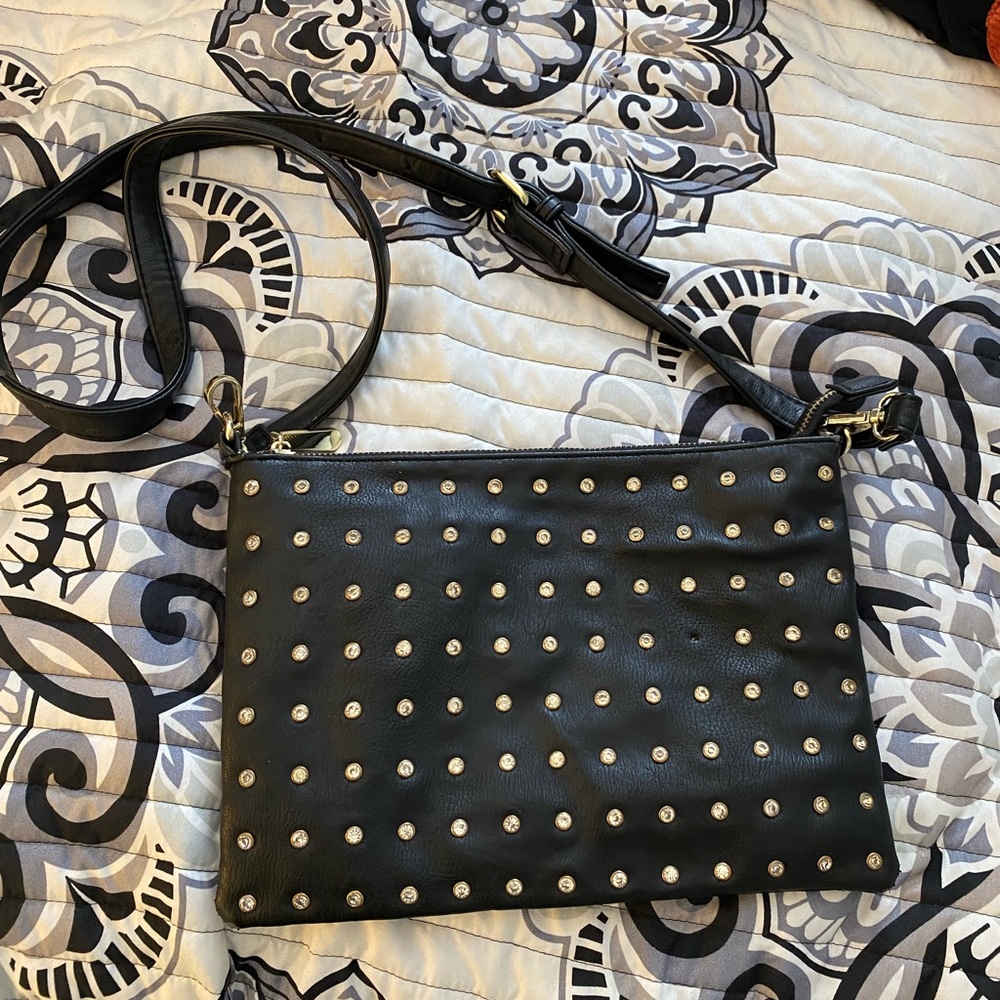 Black and gold studded purse